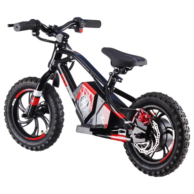 HKM-890707 36V Kids Mini Electric Balance Motorcycle, 12-Inch No Pedal Toy Bike, 3-Speed, Off-Road Capable, Lightweight Aluminum Frame, Disc Brake