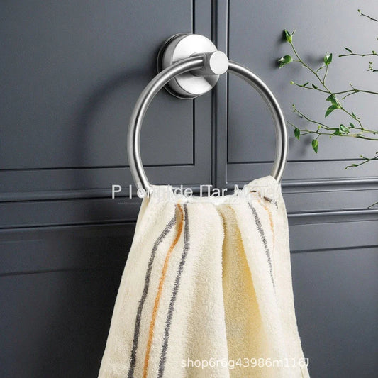 HKM-890707 Telescopic Adjustable Stainless Steel Towel Rack with Suction Cup Hooks and Tissue Holder Set