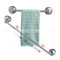 HKM-890707 Telescopic Adjustable Stainless Steel Towel Rack with Suction Cup Hooks and Tissue Holder Set