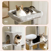 HKM-8908349 Plus-sized Cat Climbing Frame with Integrated Nest and Hammock in Dark and Light Gray - Durable and Stable Design