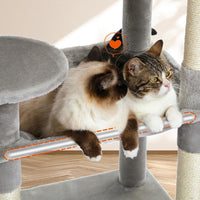 HKM-8908349 Plus-sized Cat Climbing Frame with Integrated Nest and Hammock in Dark and Light Gray - Durable and Stable Design