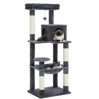 HKM-8908349 Plus-sized Cat Climbing Frame with Integrated Nest and Hammock in Dark and Light Gray - Durable and Stable Design