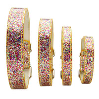 HKM-8910141 Stylish Gold PU Pet Collar with Shiny Glitter Design for Cats and Dogs