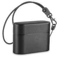 HKM-891027 Wireless Bluetooth Headset Leather Case with Charging Box for Compatible iPhone Models - Black, Dark Blue, Brown, Gray, Green