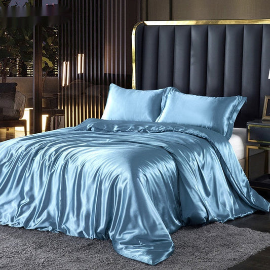 HKM-891091 Double-Sided Silk Satin Quilt Cover Bed Sheet Set in Multiple Sizes and Colors