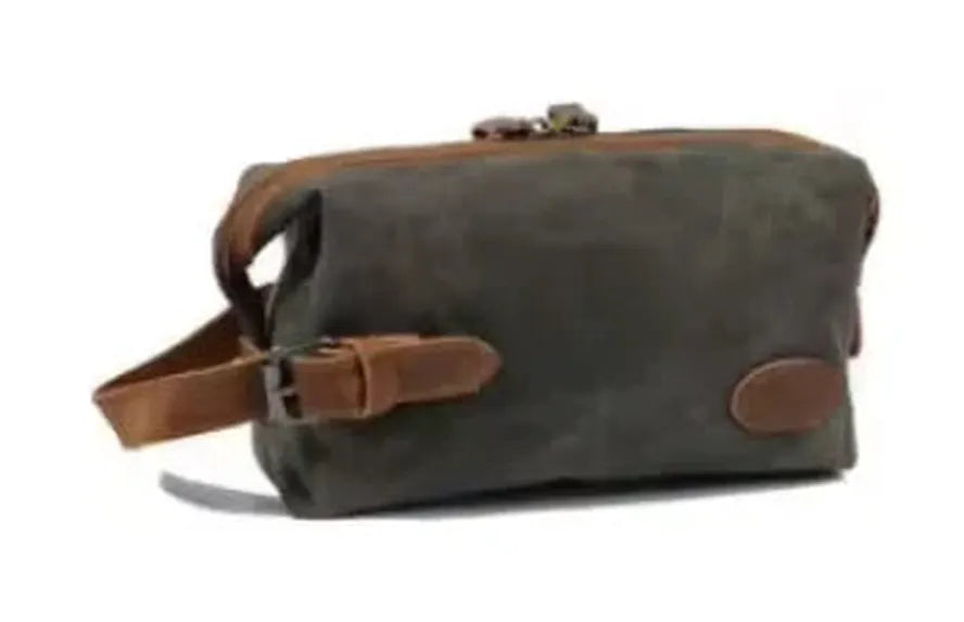 HKM-891347 Waterproof Canvas Travel Toiletry Bag for Men - Retro Style with Zipper Closure