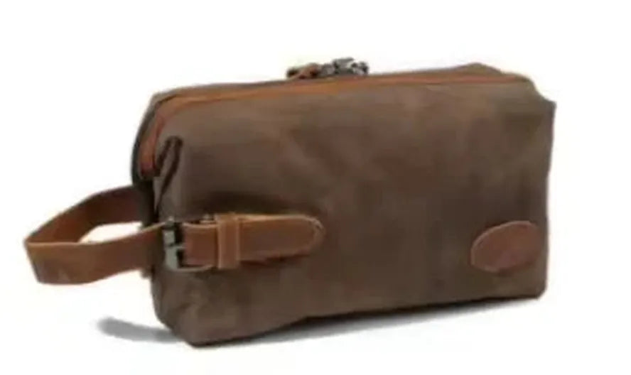 HKM-891347 Waterproof Canvas Travel Toiletry Bag for Men - Retro Style with Zipper Closure