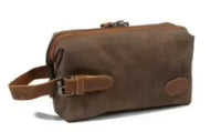 HKM-891347 Waterproof Canvas Travel Toiletry Bag for Men - Retro Style with Zipper Closure