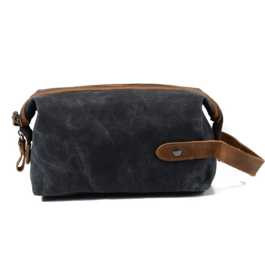 HKM-891347 Waterproof Canvas Travel Toiletry Bag for Men - Retro Style with Zipper Closure