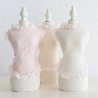 HKM-8913725 Lace Yarn Pet Vest for Dogs and Cats - Anti-Lint, Available in Pink, Apricot, and White, Sizes XS-XL