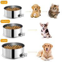 HKM-8914109 Detachable Stainless Steel Pet Bowl with Clamp Holder for Crate or Cage Use