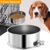 HKM-8914109 Detachable Stainless Steel Pet Bowl with Clamp Holder for Crate or Cage Use