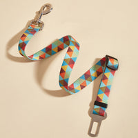 HKM-891411 Nylon Printed Pet Car Seat Belt with Hand Holding Rope for Dogs and Cats