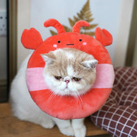 HKM-8915901 Soft Cloth Cat Shame Collar in Cartoon Design - Elizabethan Circle Style, Sizes S to L