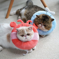 HKM-8915901 Soft Cloth Cat Shame Collar in Cartoon Design - Elizabethan Circle Style, Sizes S to L