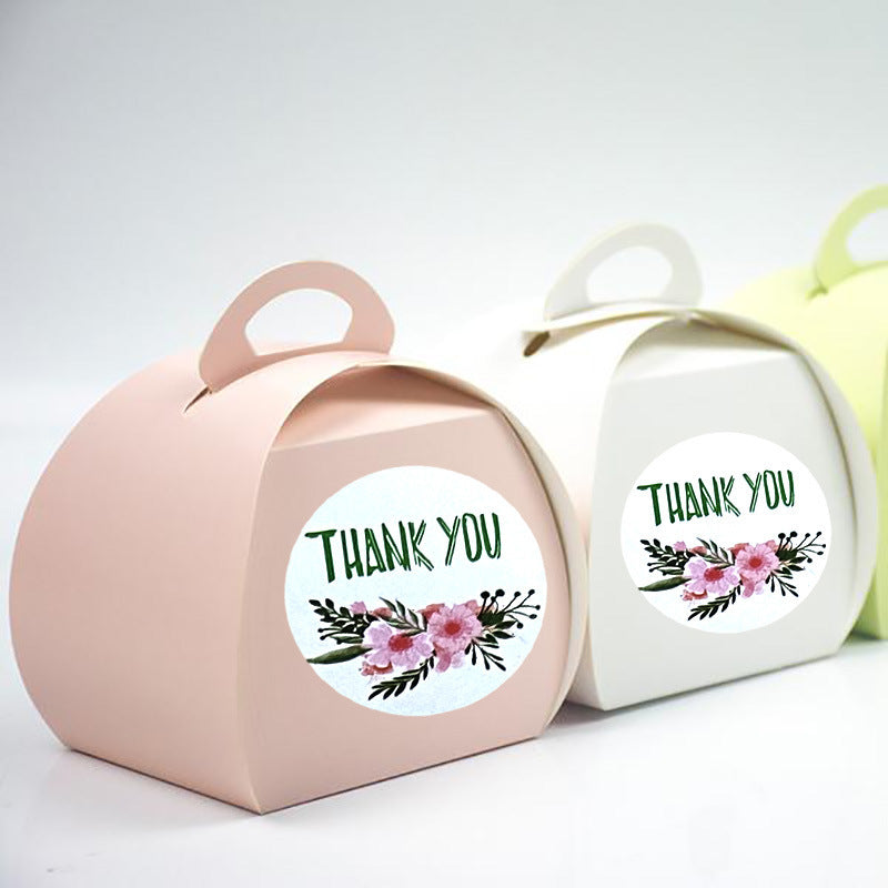 HKM-891603 Round Thank You Flower Stickers for Product Packaging and Decoration