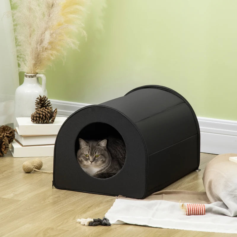 HKM-8917565 Heated Cat House - Portable Waterproof Shelter for Indoor & Outdoor Use, Insulated Warmth for Winter