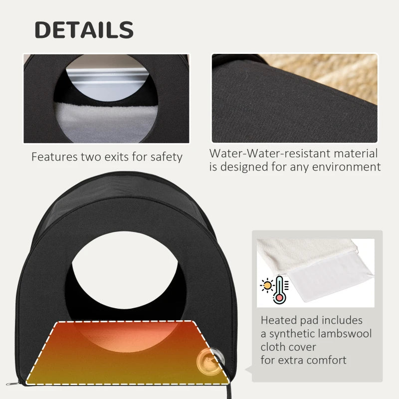 HKM-8917565 Heated Cat House - Portable Waterproof Shelter for Indoor & Outdoor Use, Insulated Warmth for Winter