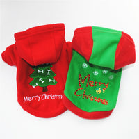 HKM-8918333 Thick Fluffy Hooded Jacket for Pets - Christmas Style in Red and Green