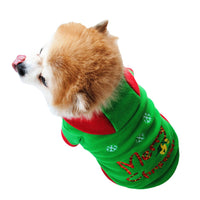 HKM-8918333 Thick Fluffy Hooded Jacket for Pets - Christmas Style in Red and Green