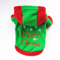 HKM-8918333 Thick Fluffy Hooded Jacket for Pets - Christmas Style in Red and Green