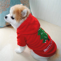 HKM-8918333 Thick Fluffy Hooded Jacket for Pets - Christmas Style in Red and Green