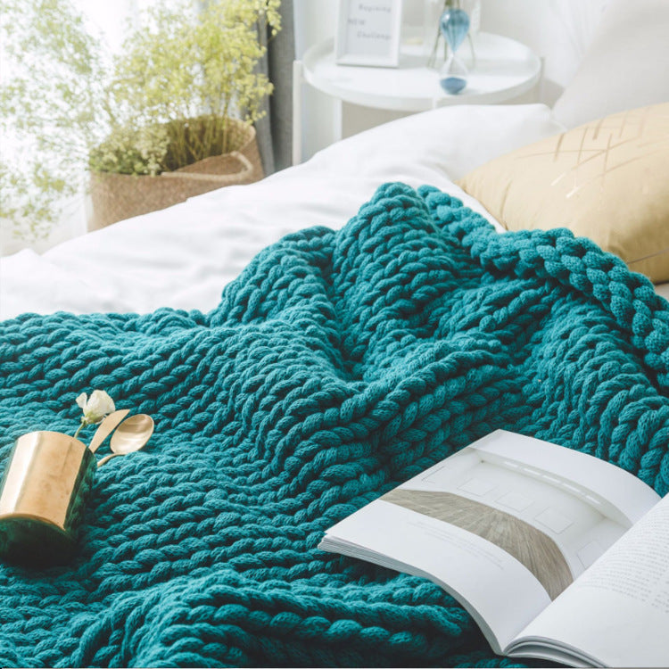 HKM-891859 Sofa Lunch Break Knitted Office Nap Blanket - Soft Acrylic, Casual Use, 130x160cm, Multi-Color Options