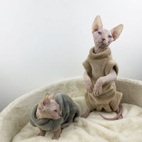 HKM-8918973 Flannel Thermal Jacket for Hairless Cats - Gray Blue Coffee Color, Size L to XXL