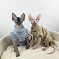 HKM-8918973 Flannel Thermal Jacket for Hairless Cats - Gray Blue Coffee Color, Size L to XXL