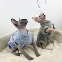 HKM-8918973 Flannel Thermal Jacket for Hairless Cats - Gray Blue Coffee Color, Size L to XXL