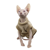HKM-8918973 Flannel Thermal Jacket for Hairless Cats - Gray Blue Coffee Color, Size L to XXL