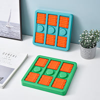 HKM-891923 Interactive Dog Toy for Boredom Relief - Square Leaky Food Dispenser, 23x24x2.8CM, Green/Blue