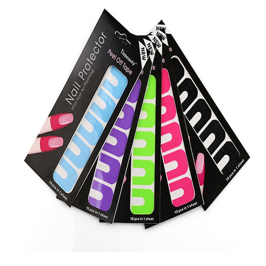 HKM-891923 Nail Art Spill Prevention Sticker - 5 Color Options for Mess-Free Polish Application