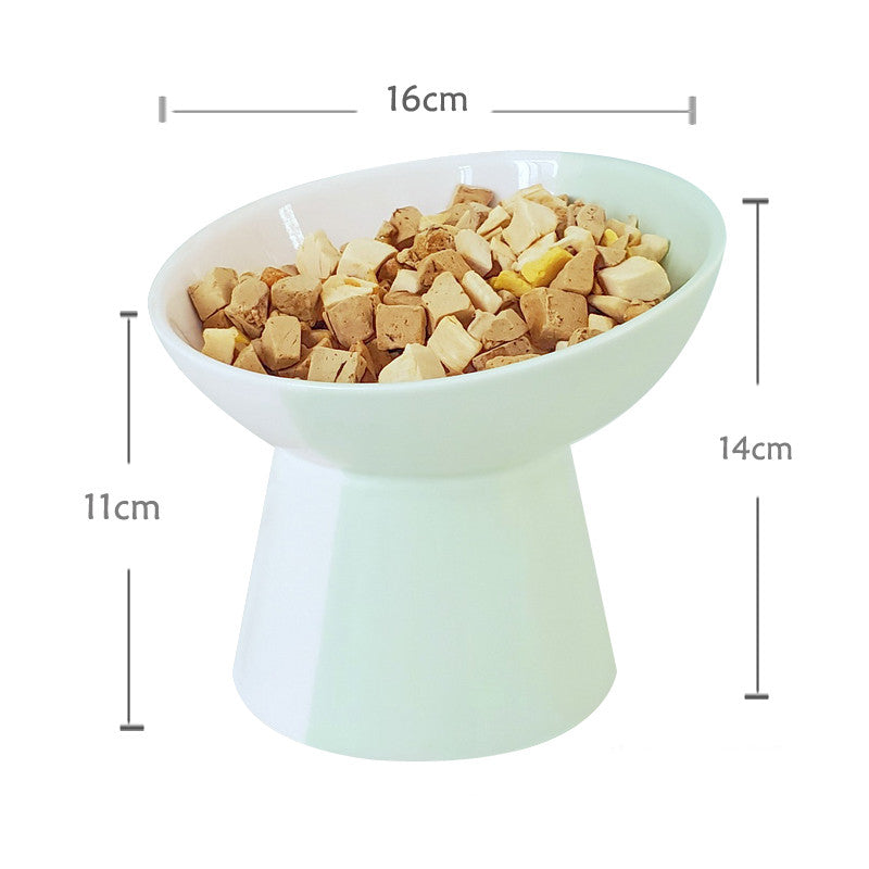 HKM-8919869 Ceramic Slant Mouth Dog and Cat Food Bowl Set in Color Block Design, Available in Multiple Colors