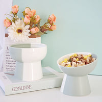 HKM-8919869 Ceramic Slant Mouth Dog and Cat Food Bowl Set in Color Block Design, Available in Multiple Colors