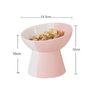 HKM-8919869 Ceramic Slant Mouth Dog and Cat Food Bowl Set in Color Block Design, Available in Multiple Colors