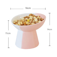HKM-8919869 Ceramic Slant Mouth Dog and Cat Food Bowl Set in Color Block Design, Available in Multiple Colors