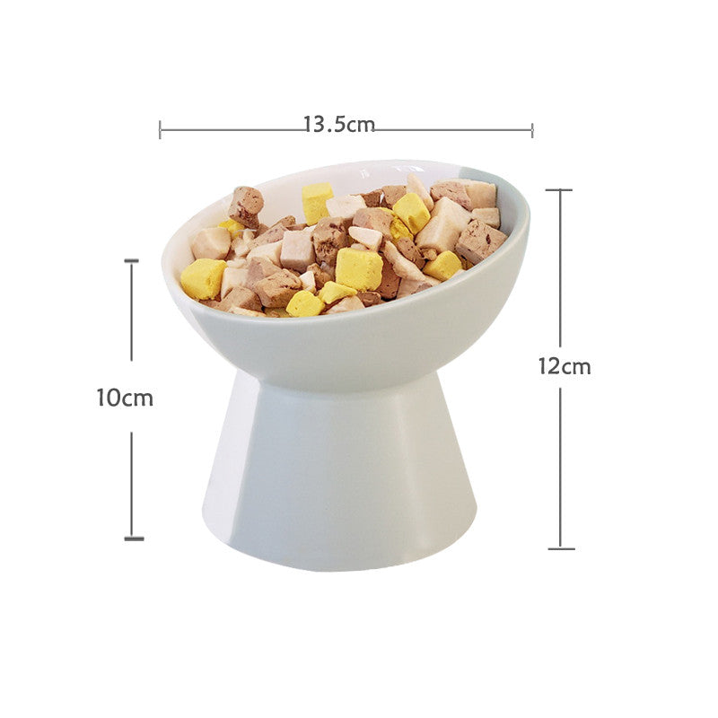 HKM-8919869 Ceramic Slant Mouth Dog and Cat Food Bowl Set in Color Block Design, Available in Multiple Colors