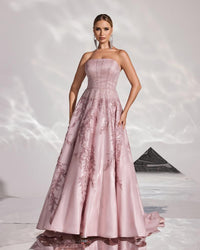 HKM-891987 Elegant Pink Evening Gown for Women - Stylish Formal Dress for Special Occasions