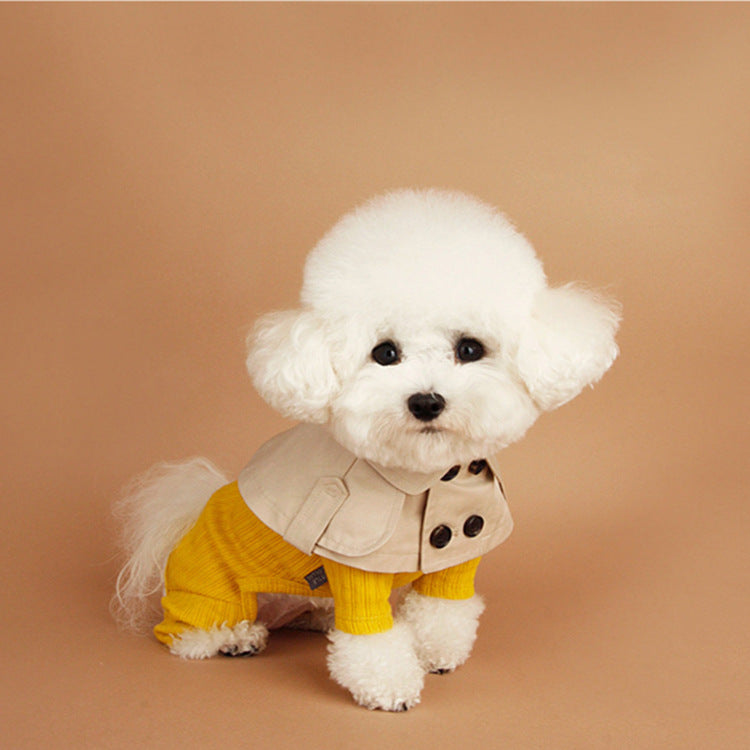 HKM-8920253 Beige Monochrome Cloth Dog Collar in Khaki ¨C Classic British Style for All Breeds