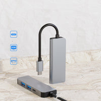 HKM-892115 Compact Type-C Docking Station with 4K HDMI, PD Fast Charging, and USB Hub Functionality