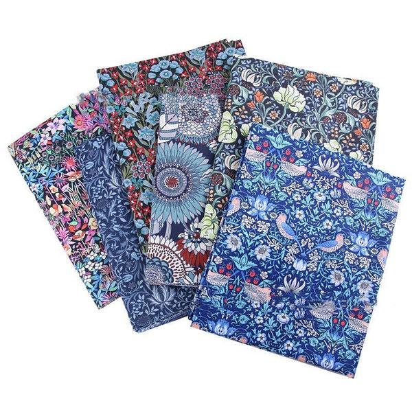 HKM-892115 Deep Blue Series Botanical Print 100% Cotton Twill Fabric - Bird Forest Design
