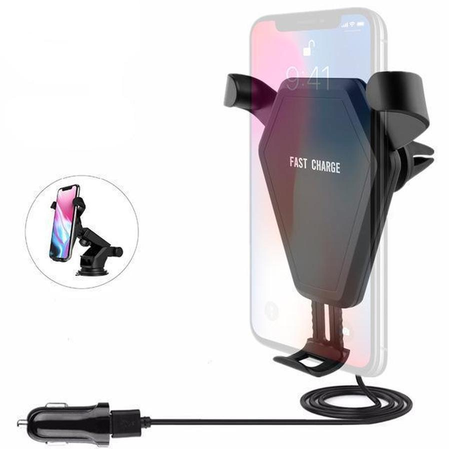 HKM-892307 Gravity Car Wireless Charger for iPhone X and Compatible Devices, Fast Charging 10W & 7.5W