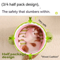 HKM-8923709 Cat Nest in Green and Orange Cauliflower Design, Soft Cloth Bed for Cats