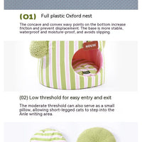 HKM-8923709 Cat Nest in Green and Orange Cauliflower Design, Soft Cloth Bed for Cats