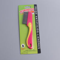 HKM-8925245 Long Handle Stainless Steel Flea Comb for Dogs and Cats - Multicolor Grooming Tool