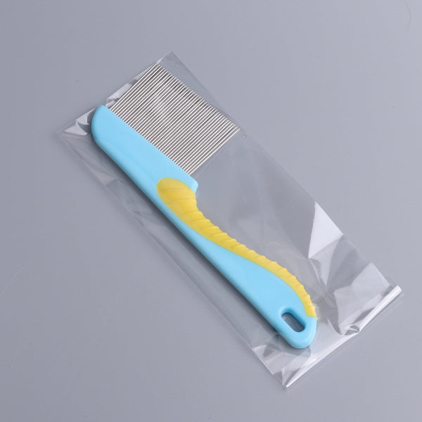 HKM-8925245 Long Handle Stainless Steel Flea Comb for Dogs and Cats - Multicolor Grooming Tool