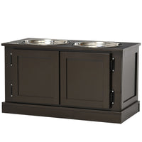 HKM-8925629 Elevated Dog Bowl with Storage for Large Dogs, Two Stainless Steel Bowls, Coffee