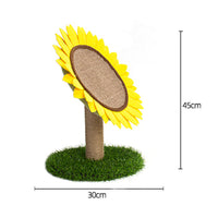 HKM-8926909 Sunflower Cat Scratching Post with Sisal-Covered Claw Scratcher and Artificial Grass Base
