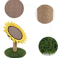 HKM-8926909 Sunflower Cat Scratching Post with Sisal-Covered Claw Scratcher and Artificial Grass Base